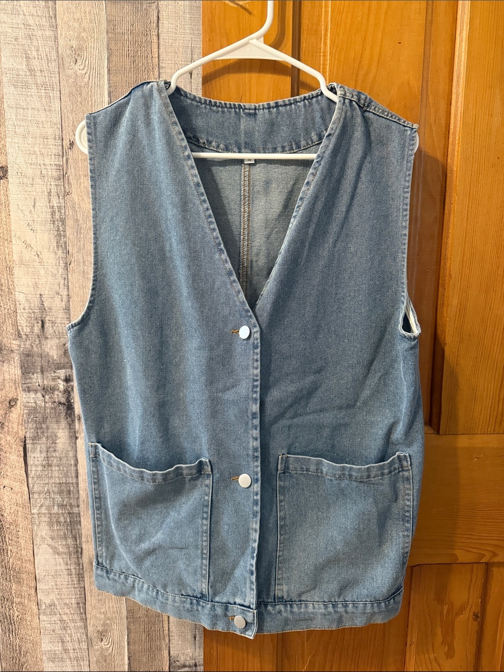 Classic Light Blue Denim Vest with Front Pockets